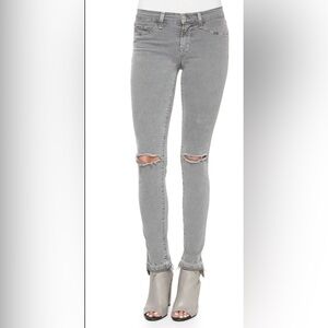 J. BRAND SILVER FOX RELEASED RAW HEM RIPPED KNEE ANKLE SKINNY JEANS 24